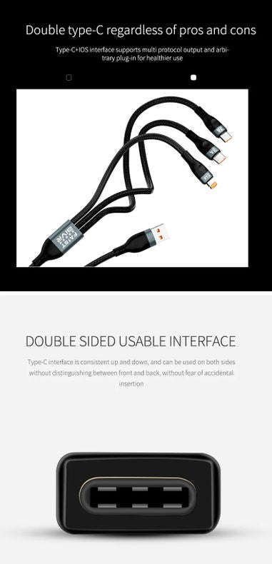 Aivr K371 3-in-1 Fast Charging Type C / Micro USB / iOS Lightning Cable - 2m