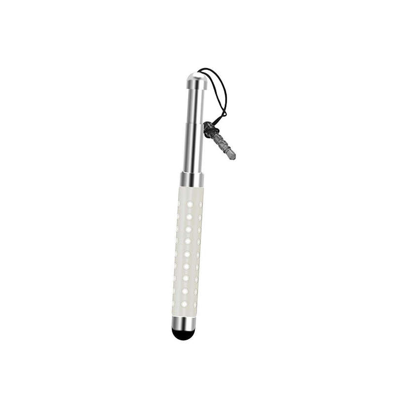 Techme Retractable Stylus Pen with Crystal Design - Silver - Pack of 2