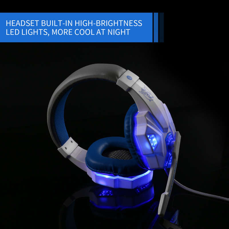 Soyto SY830MV Wired 3.5mm Stereo LED Backlit Gaming Headphone w/Mic (Blue)