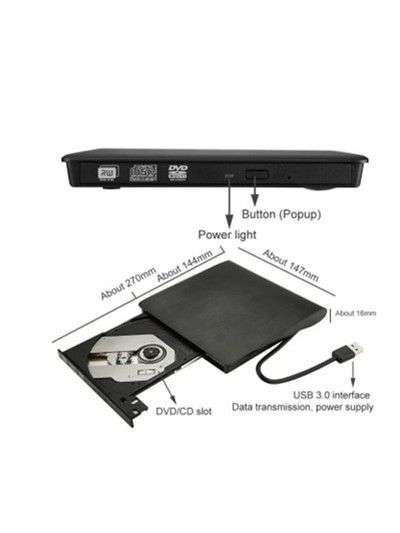 USB 3.0 Pop-up Tray Loading Portable Mobile External DVD-RW