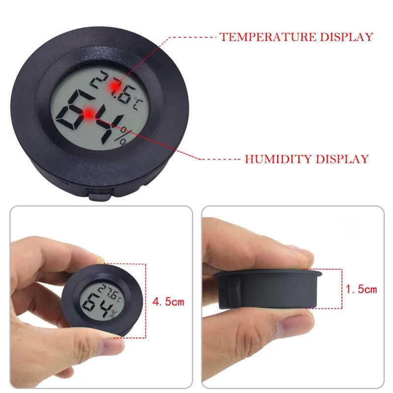 Mihuis SR Digital LCD Thermometer Hygrometer Electronic Temperature Meter - Black