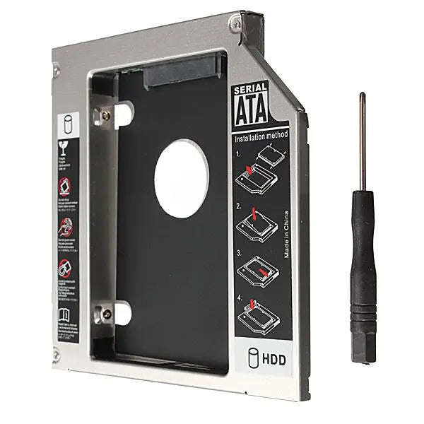 Techme Aluminum Universal SATA 2nd HDD Caddy 12.7 mm 2.5" Case Hard Drive Enclosure
