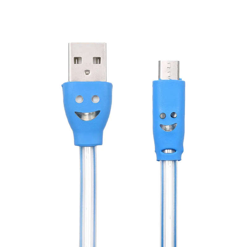 Techme Purple Smiley Face LED Flashing Micro USB Charging Cable