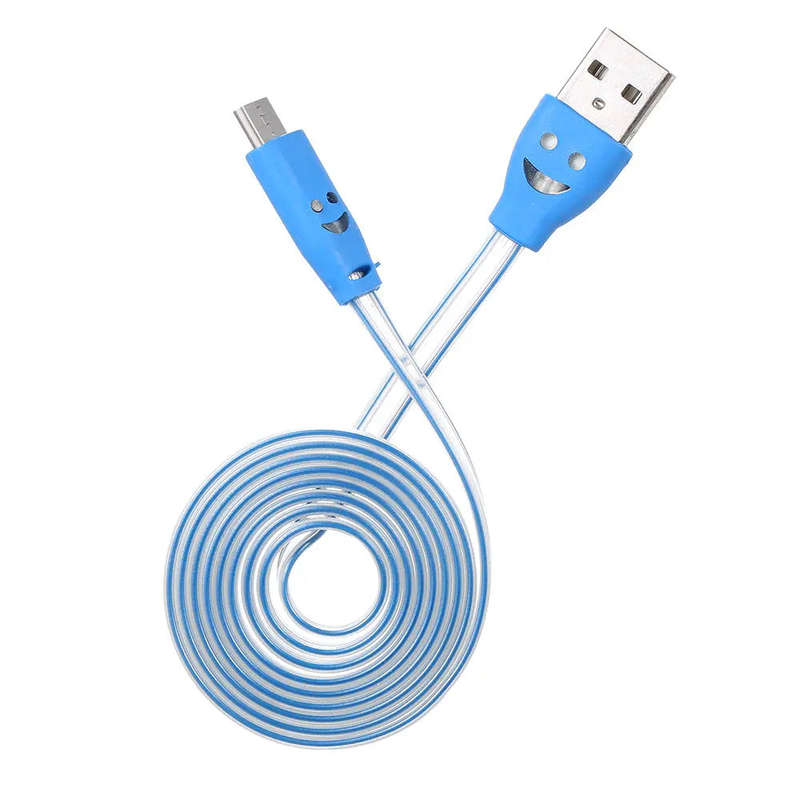 Techme Purple Smiley Face LED Flashing Micro USB Charging Cable
