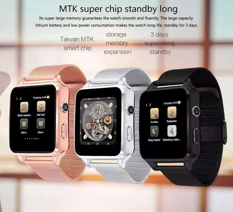 Techme X8 GSM Smart Watch compatible with Android or IOS  Black