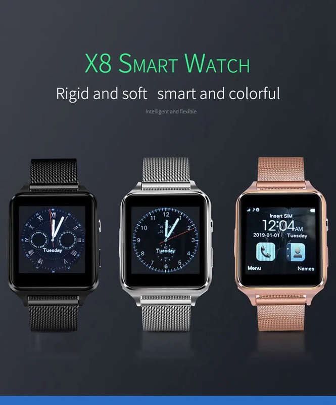 Techme X8 GSM Smart Watch compatible with Android or IOS  Black