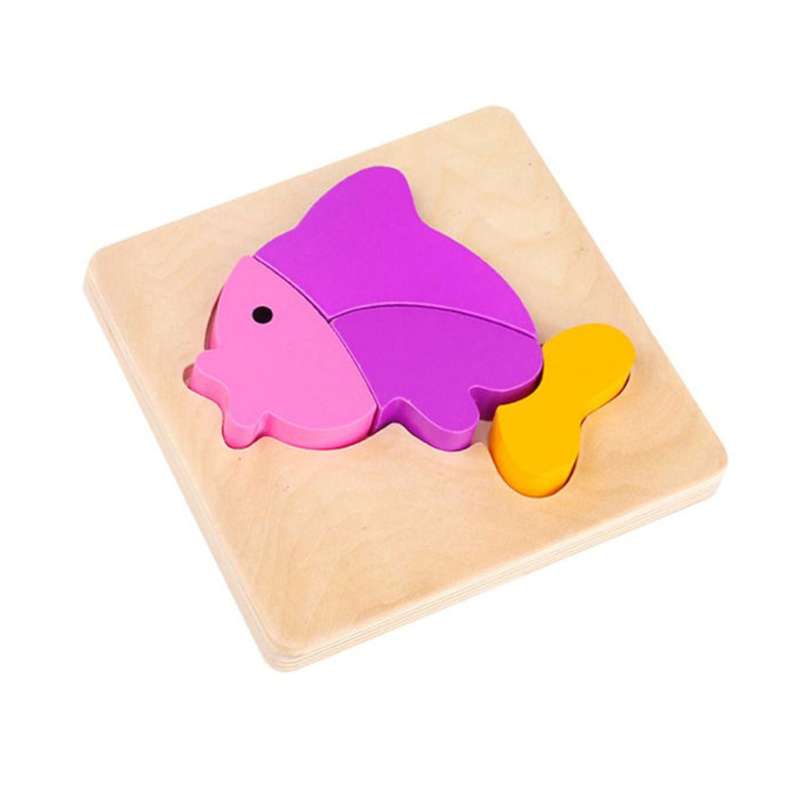 Two Wooden Mini Puzzle's with Chunky Pieces - Fish and Turtle