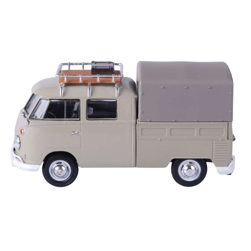 Motormax Volkswagen Type 2 (T1) Scale 1:24 Pickup with Roof Rack + Suit Case + Tarpaulin Cover