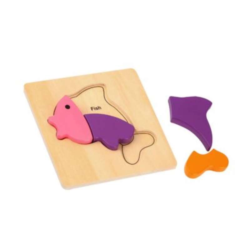 Two Wooden Mini Puzzle's with Chunky Pieces - Fish and Turtle