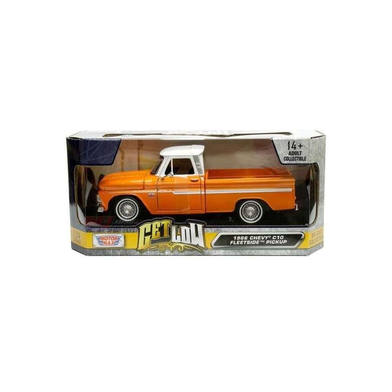 Motormax  1966 Chevy C10 Fleetside Pickup Orange Scale 1:24