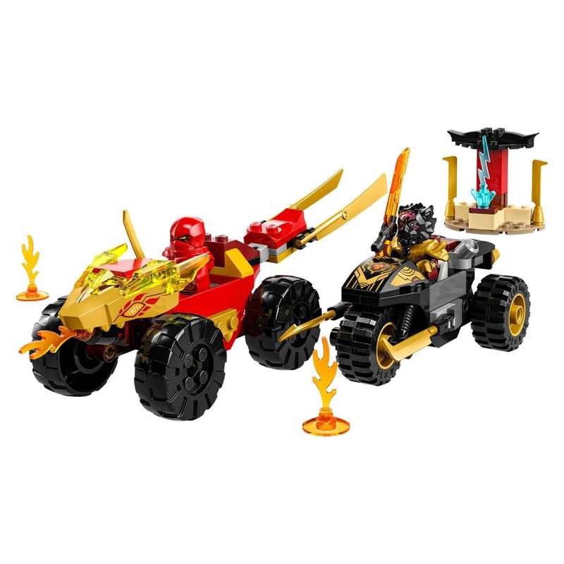 LEGO® NINJAGO® Kai and Rass Car and Bike Battle 71789 Building Toy Cars (103 Pieces)