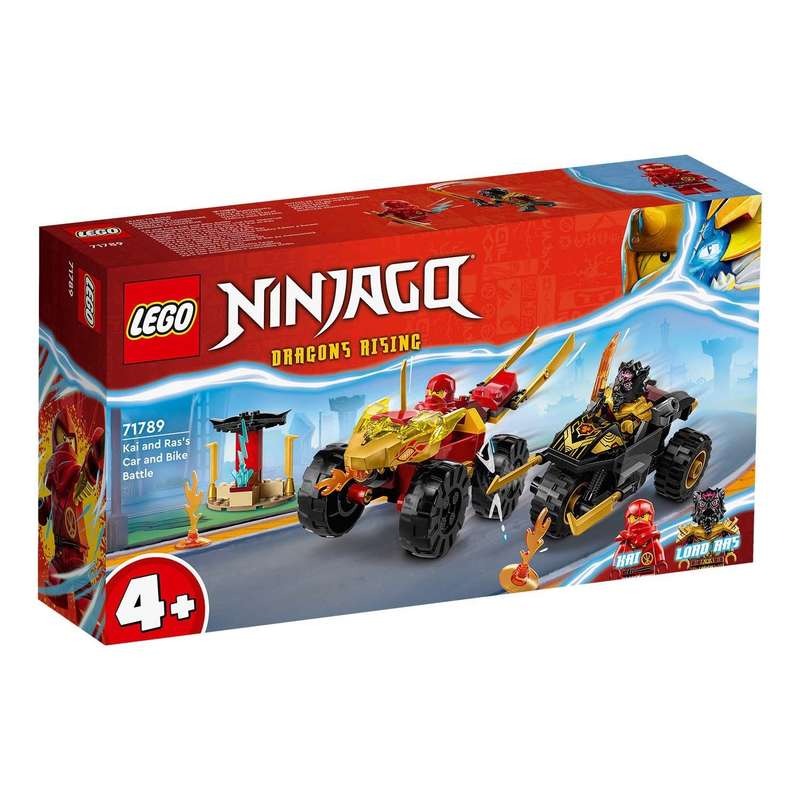 LEGO® NINJAGO® Kai and Rass Car and Bike Battle 71789 Building Toy Cars (103 Pieces)
