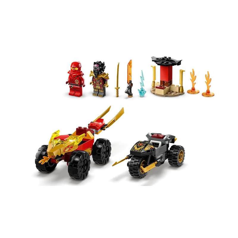 LEGO® NINJAGO® Kai and Rass Car and Bike Battle 71789 Building Toy Cars (103 Pieces)