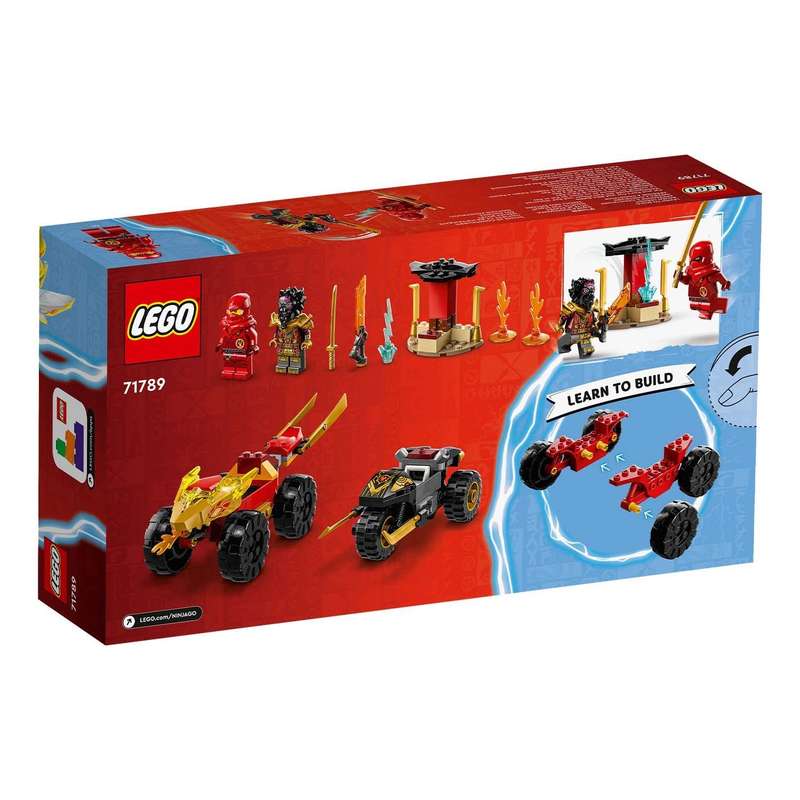 LEGO® NINJAGO® Kai and Rass Car and Bike Battle 71789 Building Toy Cars (103 Pieces)
