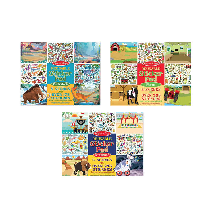 Melissa & Doug Jumbo Sticker Pad Set of 3 - Farm, Adventure and Prehistoric