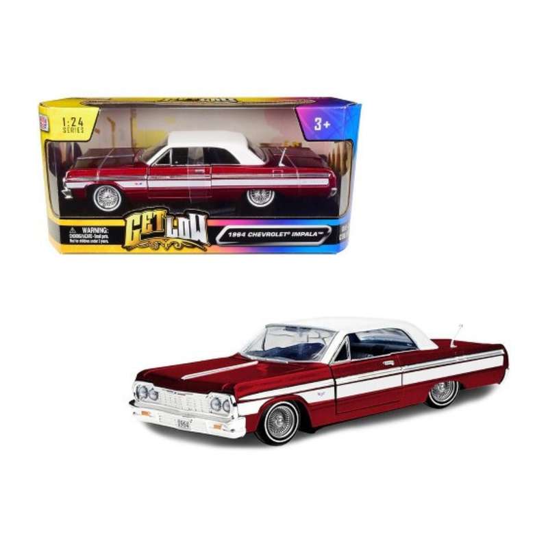 Motormax Get Low Series Diecast Scale Model  1964 Chevrolet Impala Scale 1:24 - Metallic Red