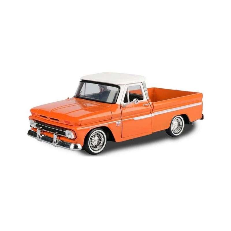 Motormax  1966 Chevy C10 Fleetside Pickup Orange Scale 1:24