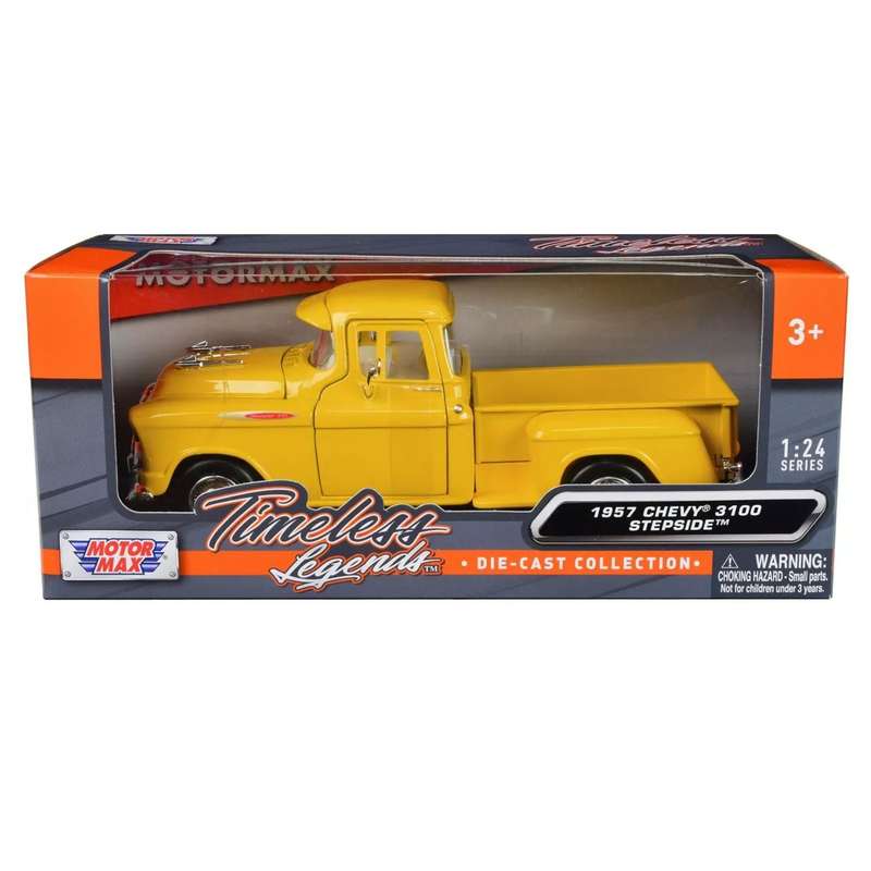 Motormax 1957 Chevy 3100 Pickup Diecast Model Scale 1:24 - Yellow