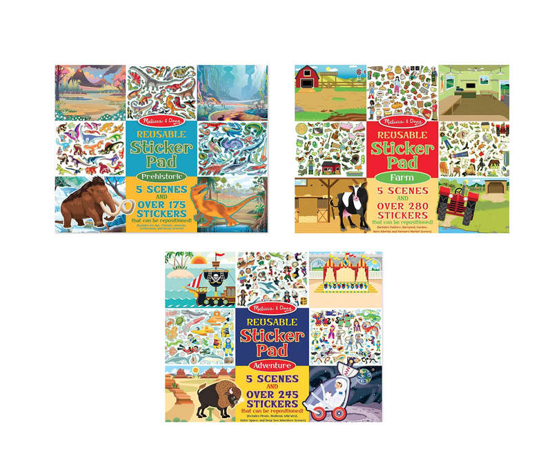 Melissa & Doug Jumbo Sticker Pad Set of 3 - Farm, Adventure and Prehistoric