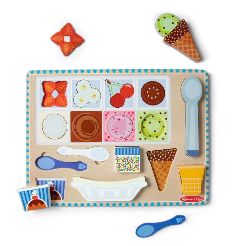 Melissa & Doug Wooden Magnetic Ice Cream Puzzle & Play Set