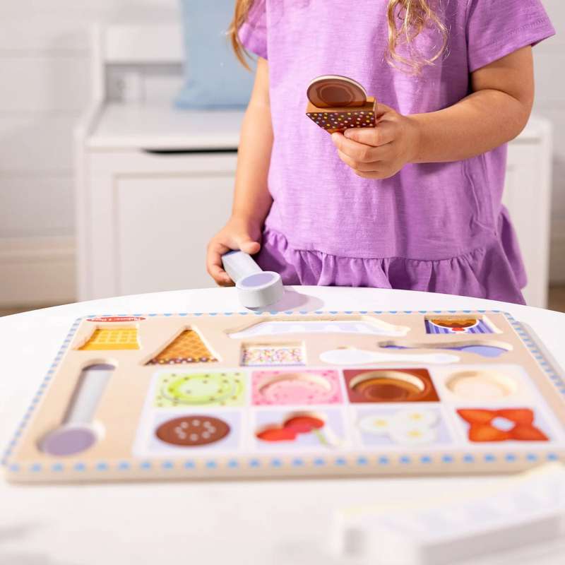 Melissa & Doug Wooden Magnetic Ice Cream Puzzle & Play Set