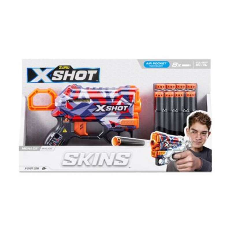 X-Shot Skins Menace Dart Blaster (8 Darts) by ZURU - Assorted designs