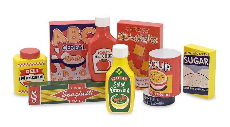 Melissa & Doug Wooden Pantry Products Play Food Set