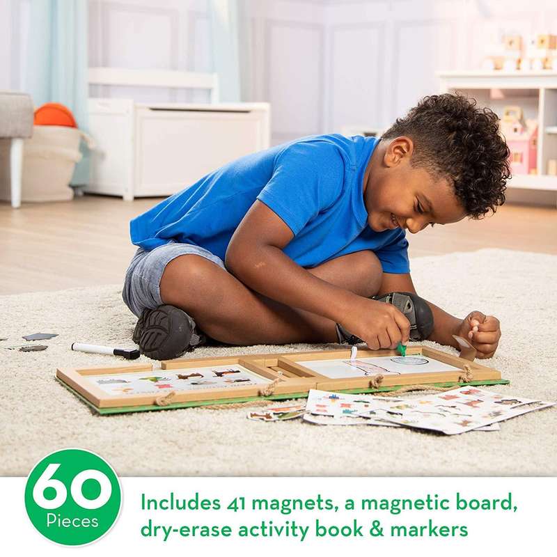 Melissa & Doug Play Draw Create Reusable Drawing and Magnet Kit Farm