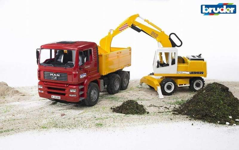 Bruder MAN TGA Construction Toy Truck with Liebherr Excavator