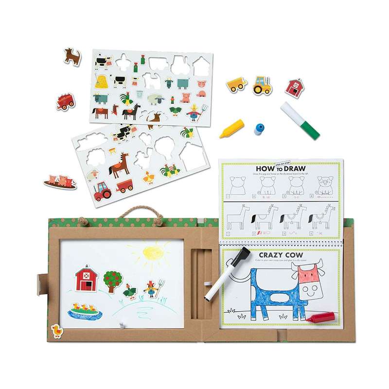 Melissa & Doug Play Draw Create Reusable Drawing and Magnet Kit Farm