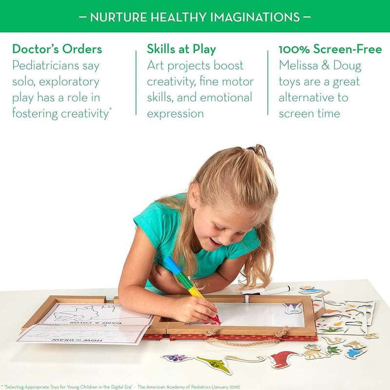 Melissa & Doug Play Draw Create Reusable Drawing and Magnet Kit Dinosaurs