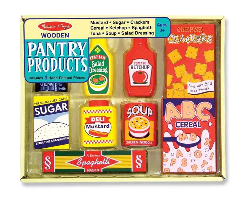 Melissa & Doug Wooden Pantry Products Play Food Set