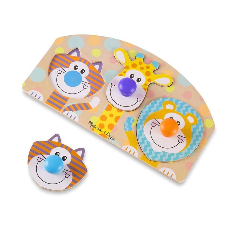 Melissa & Doug First Play Wooden Jumbo Knob Safari Animal Puzzle