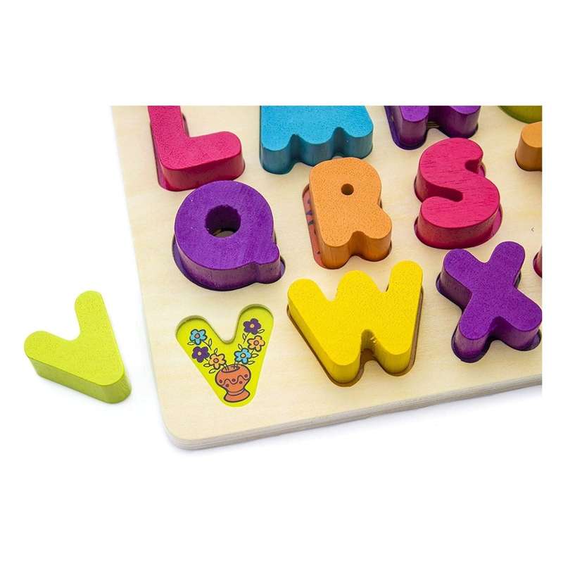 B. Toys Alpha. B. Tical Wooden Alphabet Puzzle - Picture Background