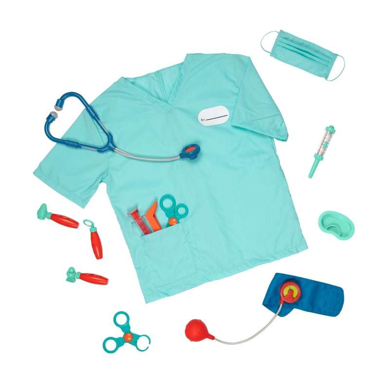 Battat Little Doctors Kit Deluxe Doctor Set w/Scrubs Top & Mask