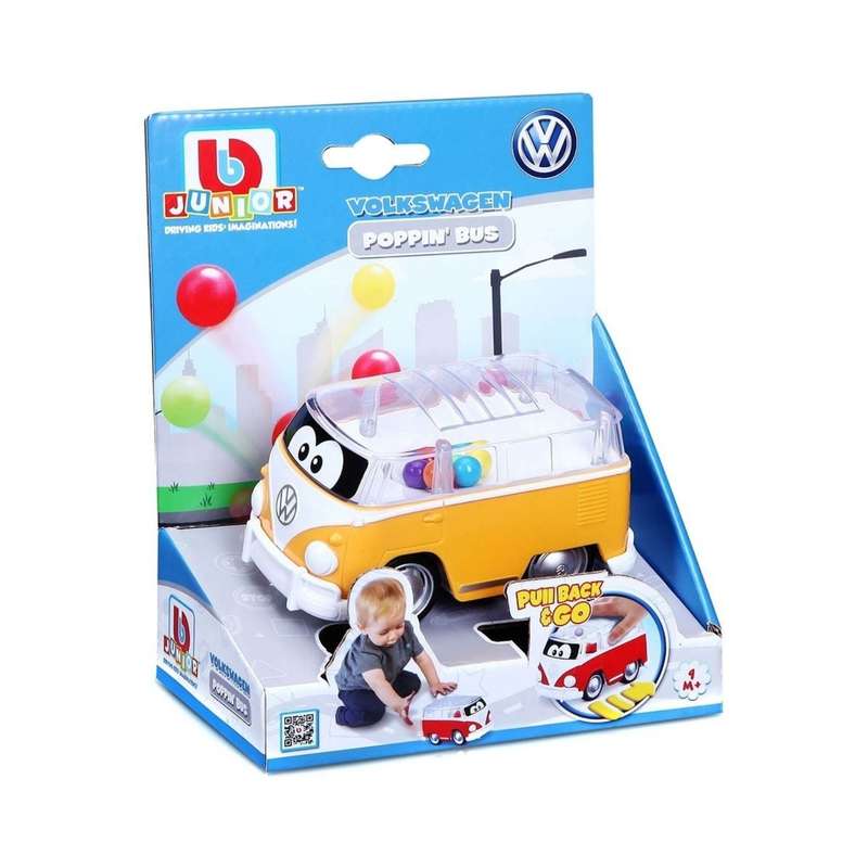 Bburago Junior Poppin' Bus - VW Samba Bus Yellow