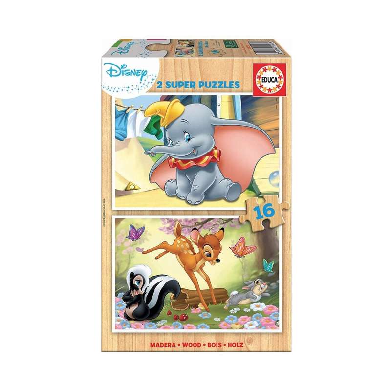 Educa Disney Animals Dumbo & Bambi 2x Puzzles 16 Piece