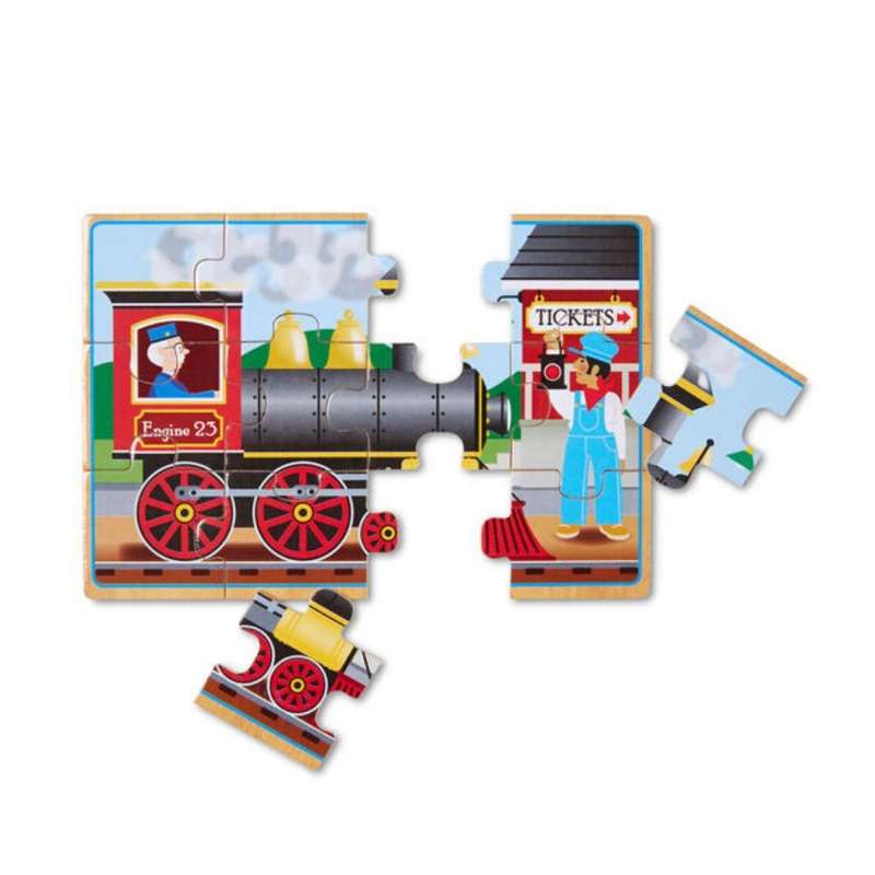 Melissa & Doug Vehicles 4-in-1 Wooden Jigsaw Puzzles in a Storage Box
