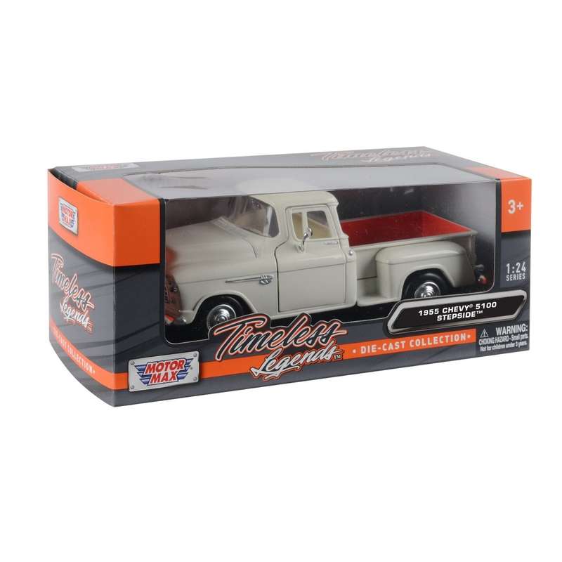 Motormax 1:24 Scale 1955 Chevy 3100 Stepside Cream Diecast Vehicle