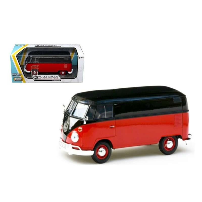 Motormax Volkswagen Type 2 ( T1 ) - Delivery Van Black/Red 1/24
