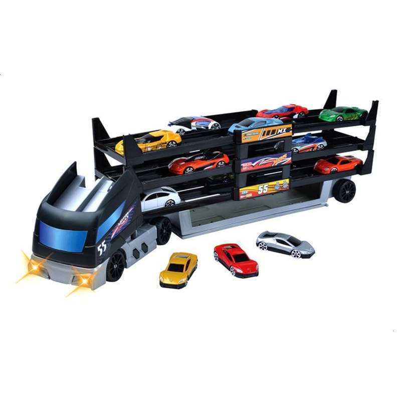 Motormax 48cm Light & Sound Hauler Truck W/6pc 7.5cm Cars