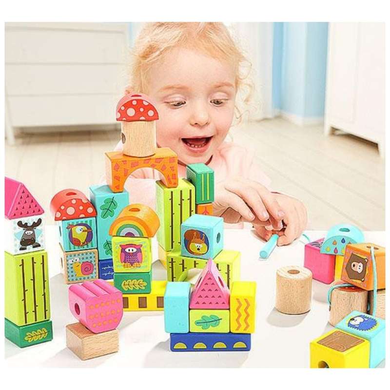 TopBright Forest Animal Building Blocks In Barrel