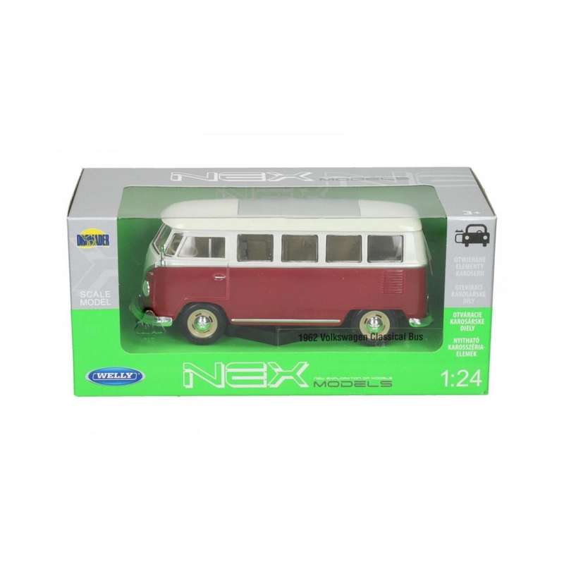 Welly Volkswagen Classical Bus Red/White 1963 1:24 Scale Diecast Car