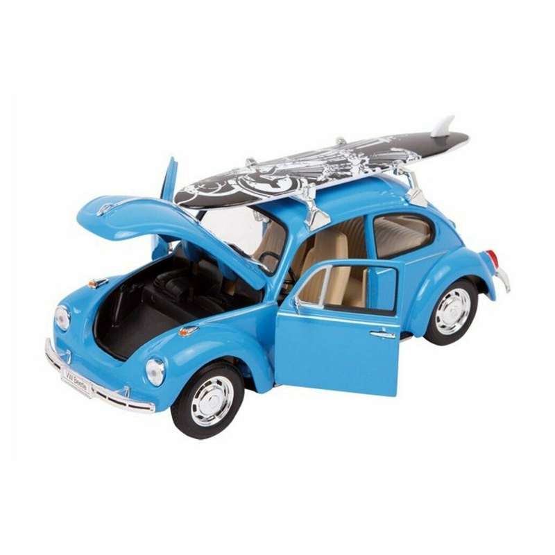 Welly Volkswagen Beetle Hard Top W/Surfboard Blue 1:24 Scale Diecast Car
