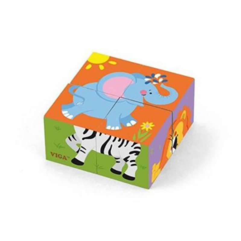 VIGA Wild Animals Cube Puzzle (4PC)