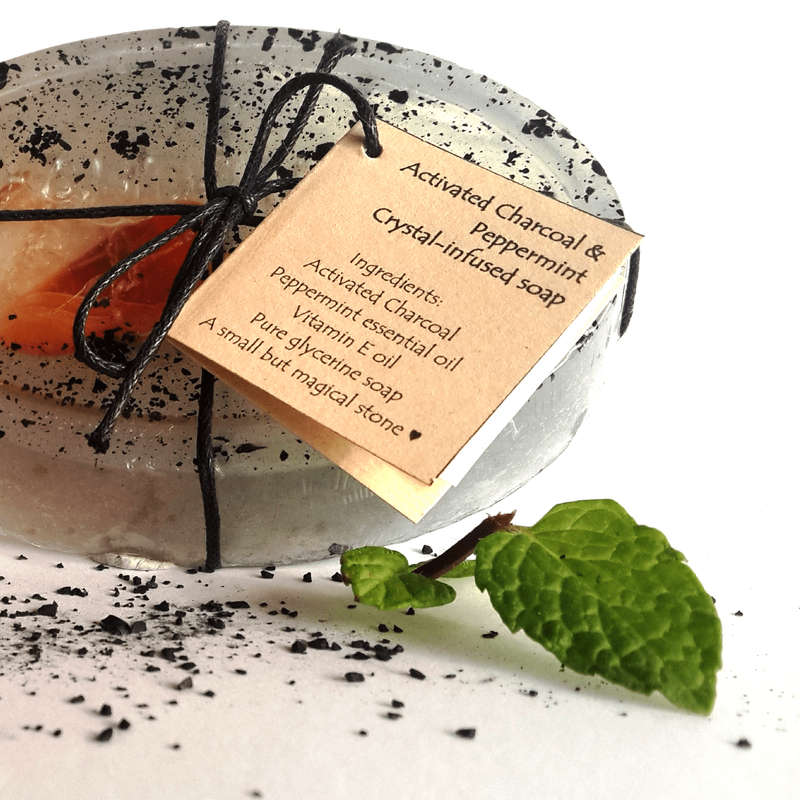 Charcoal & Mint Crystal Soap - 75g (round)