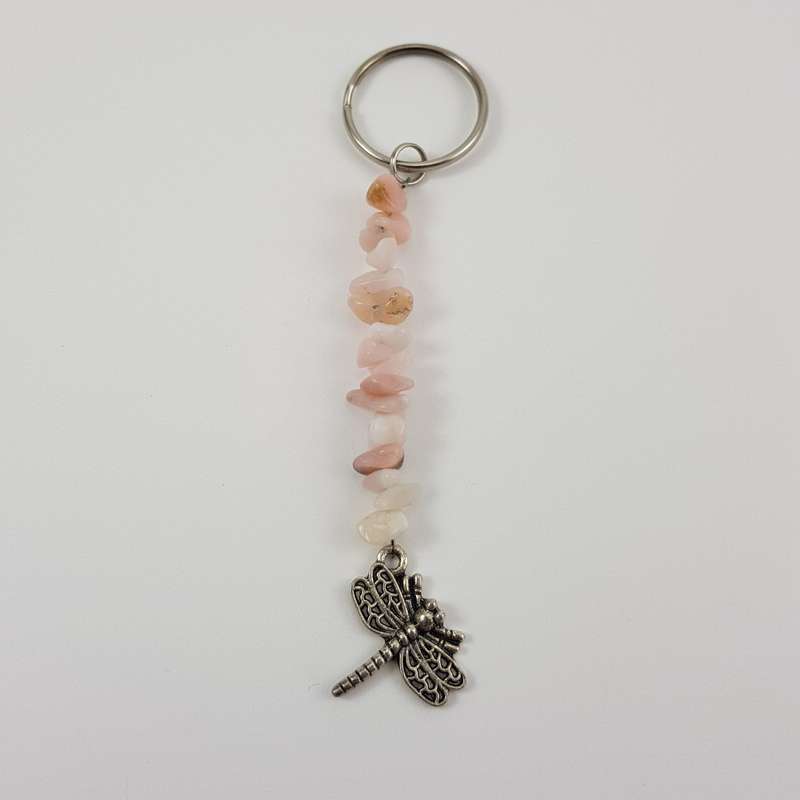 Pink Opal Dragonfly Keychain