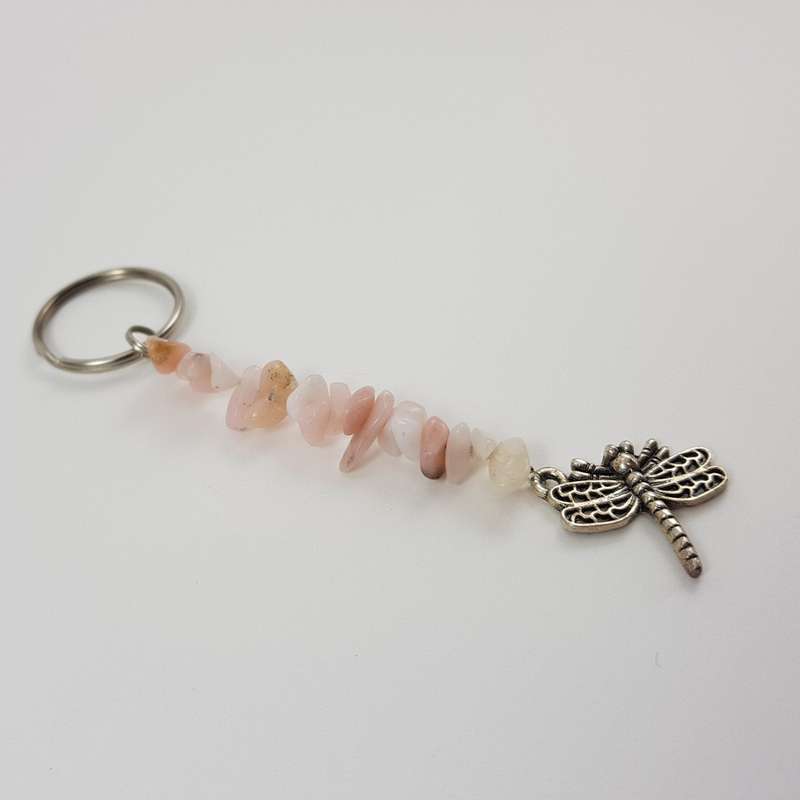 Pink Opal Dragonfly Keychain