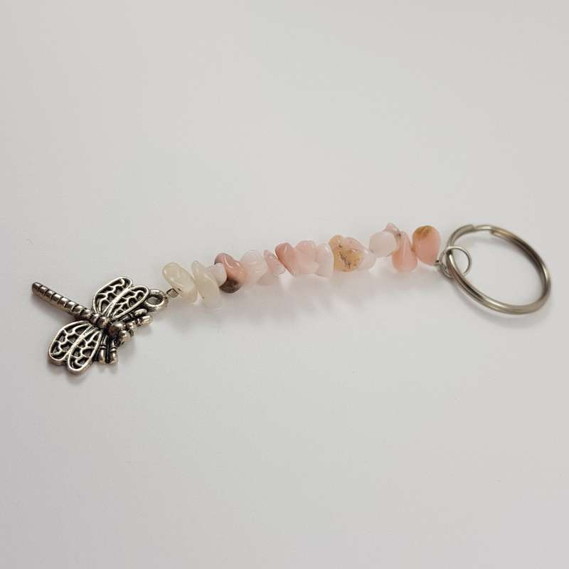 Pink Opal Dragonfly Keychain