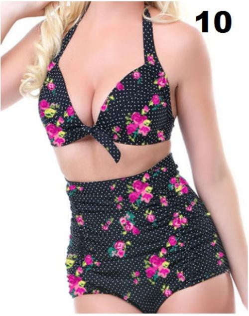 High waisted retro bikini sets - L / 10